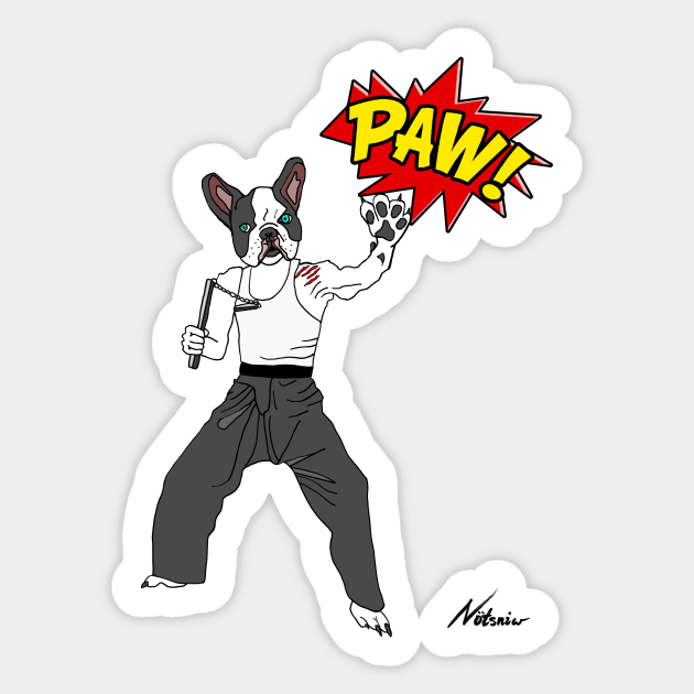 PAW POW Karate Dog Sticker by notsniwart